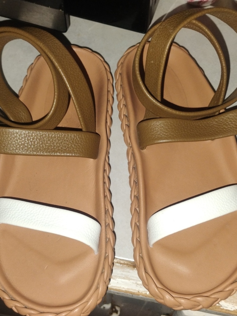 Rachel Comey Tan and White Platform Sandals